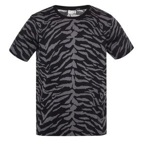 Saint Laurent Grey Zebra Striped Tee
